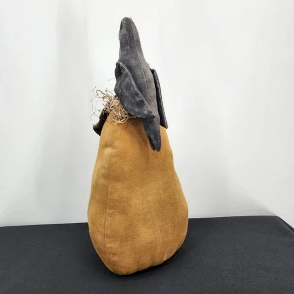 Primitive Fabric Folk Art Pumpkin Raven Fall Decor Thanksgiving Halloween - Picture 2 of 11